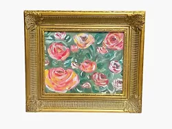 Buy Original Floral Painting Abstract Flowers Gold Gilt Framed Art Canvas Expressive • 46.22£