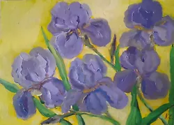 Buy A Bouquet Of Blue Irises, Original Oil Painting Iris, Blue Irises Art, Irises • 90.96£