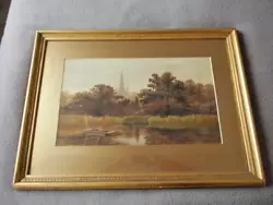 Buy Original Watercolour River Fishing Scene Landscape Framed Glazed 29  X 21.5  • 82£