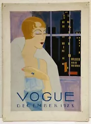 Buy Original Art Deco Gouache Painting - December 1928 Cover Of Vogue Edwardo Benito • 476.67£