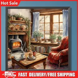 Buy Paint By Numbers Kit On Canvas DIY Oil Art Winter Fireplace Picture Decor40x40cm • 7.43£