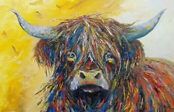 Buy Original Oil Painting On Canvas Large Highland Cow • 450£