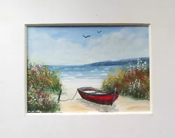 Buy Aceo Original Hand Painted Signed The Red Boat  Landscape Mini Painting • 7£