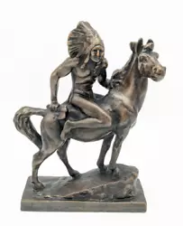 Buy Beautiful Vintage Bronze Clad Sculpture Of American Indian On Horse • 45£