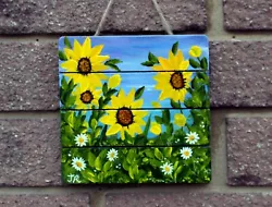 Buy Original Painting On MDF Plaque:  Sunflowers  5.5  X 5.5  By Judith Rowe • 12£