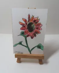 Buy ACEO Art Card Red Flower Original Watercolour Painting Ink Floral • 5£