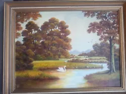 Buy Wonderful Oil Painting On Board Countryside River Scene Signed  • 29.99£