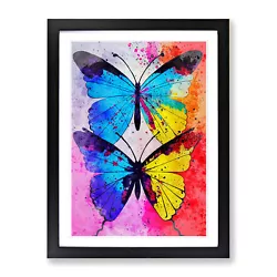 Buy Two Butterflies Painted No.2 Abstract Wall Art Print Framed Picture Poster • 24.95£