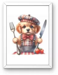 Buy Printable Digital Wall Art, Cute Hungry Puppy Dog, Kitchen Wall Art Download • 0.99£