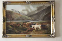 Buy HIGHLAND CATTLE OIL ON CANVAS PAINTING From 1908 By N.Robinson • 250,000£