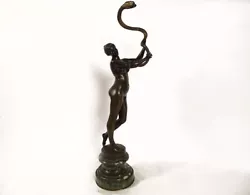 Buy Bronze Sculpture Naked Woman Eve Serpent Garden Eden Van Den Bossche 19th • 628.72£