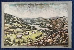 Buy Original Mini Art Painting Welsh Landscape Sheep Mountain Valley 15 X 10 Cm • 7£