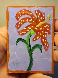 Buy Aceo Original Art Acrylic Ink Of  Red Flower+Poka Dots  (OOAK) Limit 1/1 Signed • 6.20£