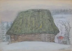 Buy Winter Rural Landscape Original Pastel Painting Ukrainian Artist Vintage Artwork • 103.89£
