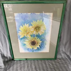Buy Watercolour Painting Of ￼daffodils With A Blue Background Framed • 16£