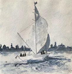 Buy Sailing Boat - Watercolour On Card - Signed • 12£