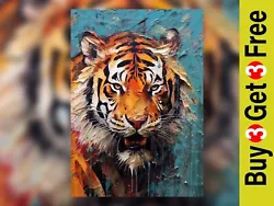 Buy Powerful Presence: Growling Tiger Oil Painting Print 5 X7  • 4.99£