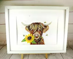 Buy Highland Cow & Bee Painting,  Sunflower , County Paintings,  • 29.99£