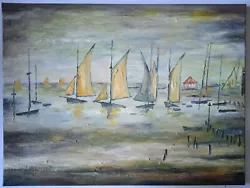 Buy L S Lowry - Yachts At Lytham -  Hand Painted Reproduction Oil On Canvas • 229.33£