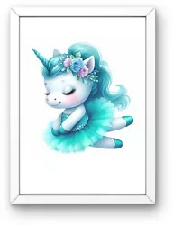 Buy Printable Digital Wall Art, Nursery Wall Art, Cute Ballerina Unicorn Download • 0.99£