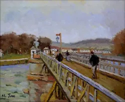 Buy Alfred Sisley Footbridge At Argenteuil Quality Hand Painted Oil Painting 20x24in • 33.24£
