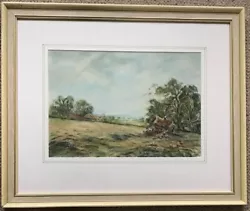 Buy Norwich Artist Anne Redfern Framed Watercolour Sussex Hayfield Harvest  Scene • 25£