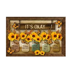Buy For Butterfly Sunflower Wall Art Painting Its Ok Framless Canvas Print Picture D • 12.41£
