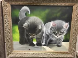 Buy Original Oil Painting On Canvas, Curiosity’ Two Kittens, 20x16 + Frame L. Szell • 288.89£