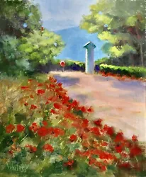 Buy Poppies Painting Roadside Provence Village France 10x12 Original Oil Su Whitney • 207.90£