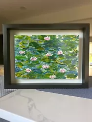 Buy Lily  Pond Flower Original Acrylic Painting , Brushed Aluminum, Wall Art Decor • 425.25£