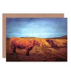 Buy Photo Painting Landscape Highland Cow Scotland Blank Greeting Card With Envelope • 4.42£