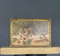 Buy 20th Centry Oil Painting Of Tiger Signed  • 239.99£