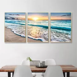 Buy Seaside Landscape Canvas Prints Set Of 3 Beach Wall Art Paintings For Your Home • 199£