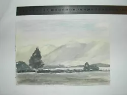 Buy MIGHTY MOUNTAIN HILLS, RIVER TREES & FIELD Scotland Vintage Watercolour Painting • 2£