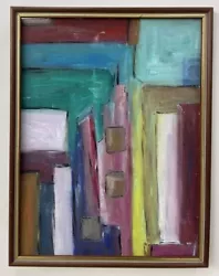 Buy Original Mid Century Abstract Modernist Style Oil On Board Painting • 1.20£