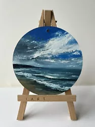 Buy ORIGINAL OIL PAINTING Mini Seascape 4”, Impasto Artwork, HAND Painted Sea, Cloud • 17.57£