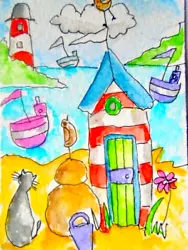 Buy ACEO Original Watercolour Painting - Beside The Sea - By Polly. • 6£
