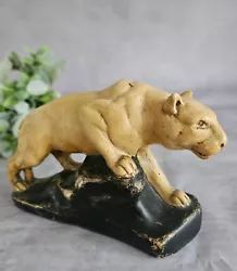 Buy Chalkware Panther Figure On The Plinth Vintage Statue  • 39.99£