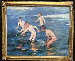 Buy 1930-40's FRENCH BEACH SCENE IMPRESSIONIST OIL PAINTING Signed.  J.SOROLLA  • 2,552£