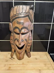 Buy Carved Wooden Tribal  Art Masks Hand Carved 40 Cm X 18.5 Cm Wall Display Marks • 19£