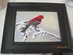 Buy Vintage Original Art Acrylic On Canvas Scarlet Tanager By Gay Wever • 207.89£