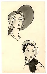 Buy Vintage Hat Designs Watercolour Painting Art Deco English #58 • 19.99£