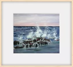 Buy Original Acrylic Painting On Stretched Canvas Waves Crashing On Rocks Seascape  • 10£