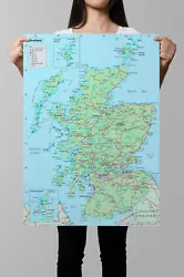Buy Laminated Scotland Map Poster Wall Art  A1 A2 A4 • 9.99£