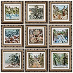 Buy Framed Art Cozy Winter Landscape Oil Painting Lot Floating Shelf Fireplace Decor • 552.96£
