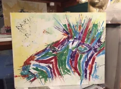 Buy Funky Rainbow Zany Zebra Acrylic Painting Canvas Board Original Modern Art • 60£