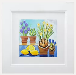 Buy Carolyn Tyrer - Framed Contemporary Oil, Daffodils & Lemons • 281£