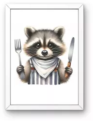 Buy Printable Digital Wall Art, Cute Hungry Raccoon, Kitchen Wall Art Download • 0.99£