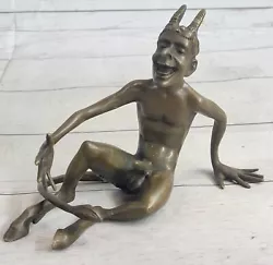 Buy Signed Bronze Sculpture Nude Satyr Erotic Faun Hot Cast Erotic Art Figurine Art • 196.76£