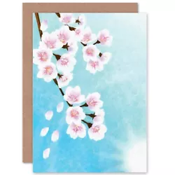 Buy Cherry Blossom Floral Flower Painting Drawing Blank Greeting Card With Envelope • 4.42£